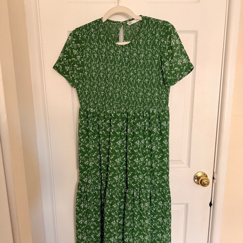 Zara Green Floral Maxi Dress